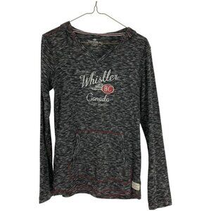 Premium 51 Grey Heathered Long Sleeve  Light Weight "Whistler" Print Hoodie M